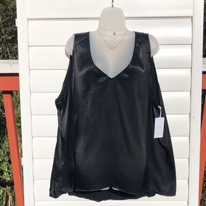 NWT Nordstrom Black Satin V-Neck Camisole